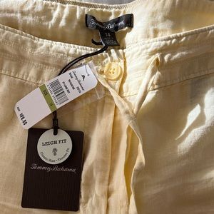 NWT Womens Tommy Bahama Yellow linen pants - Size 14